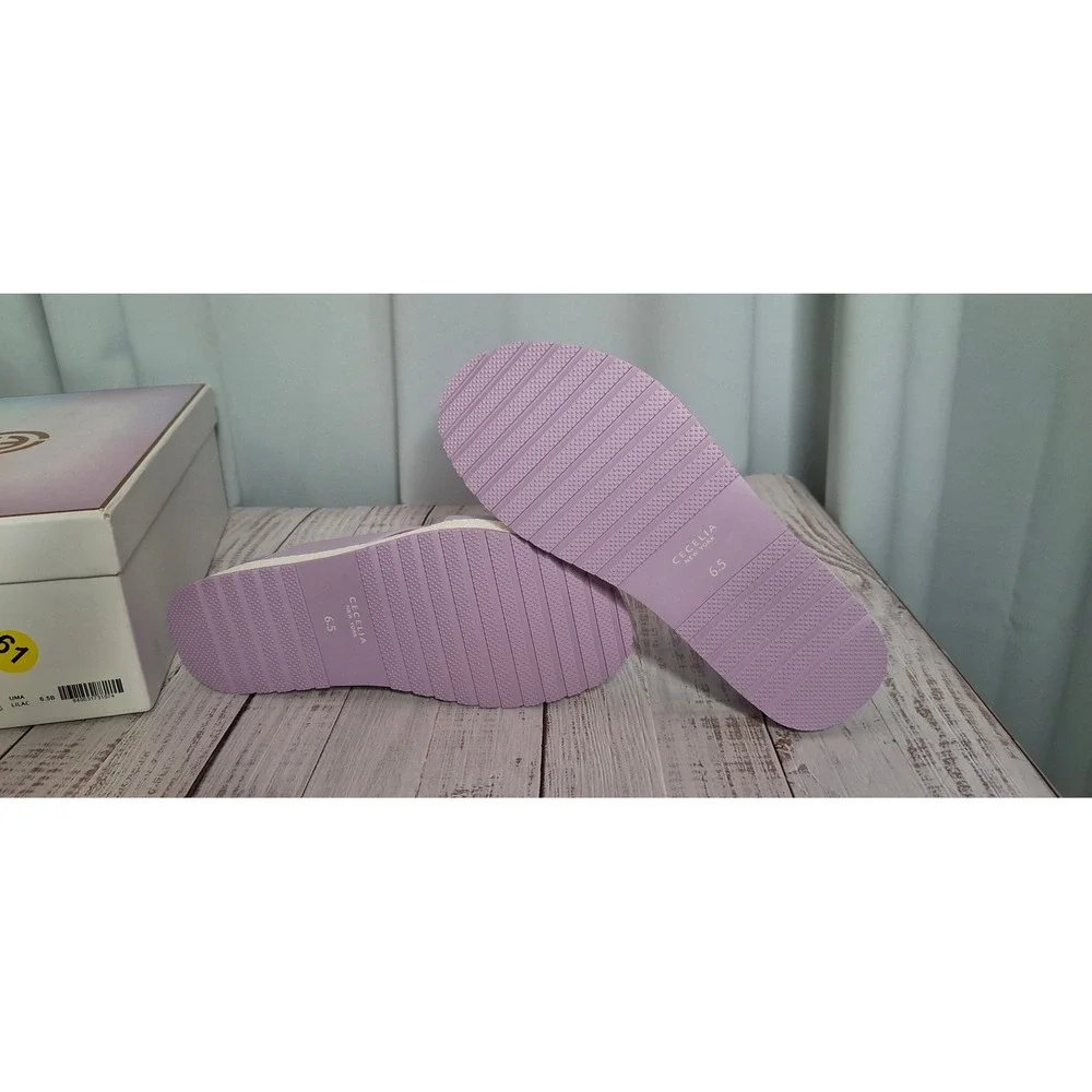 Cecelia New York Uma Lilac Purple Leather Crisscross Platform Slide Sandals 6.5B